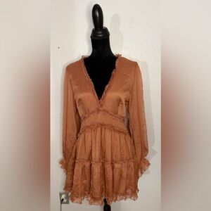 Fashion Nova Dusty Pink Long Sleeved Mini Dress